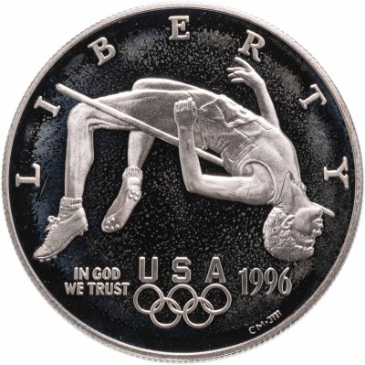 купить США 1 доллар (dollar) 1996 "XXVI летние Олимпийские Игры, Атланта 1996 - Прыжки в высоту"