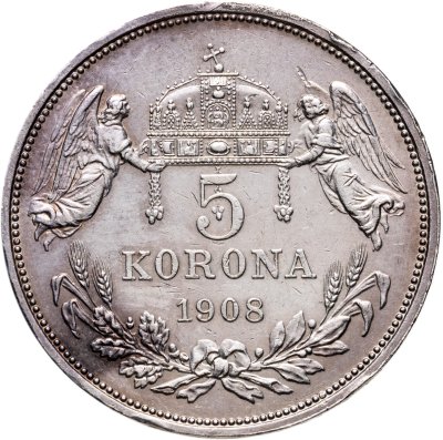 купить Австро-Венгрия 5 крон (corona) 1908 монета для Венгрии. Франц-Иосиф I