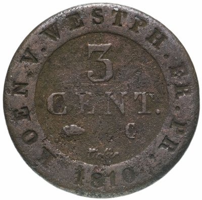 купить Королевство Вестфалия 3 сантима 1810 Жером Бонапарт