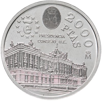 купить Испания 2000 песет (pesetas) 1995 "Председательство Испании в Европейском Союзе"