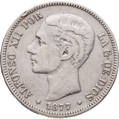 купить Испания 5 песет (pesetas) 1877