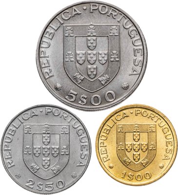 купить Португалия, подборка из 3-х памятных монет 1, 2.5 и 5 эскудо 1982 Чемпионат мира по хоккею на роликах