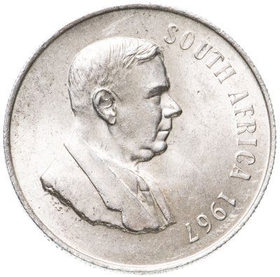купить ЮАР 1 ранд (рэнд, rand) 1967 "Первая годовщина смерти Хендрика Фервурда - SOUTH AFRICA"