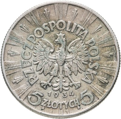 купить Польша 5 злотых (zlotych) 1934 Юзеф Пилсудский орел с короной