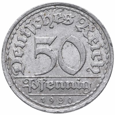 купить Германия (Веймарская республика) 50 пфеннигов (pfennig) 1920 A