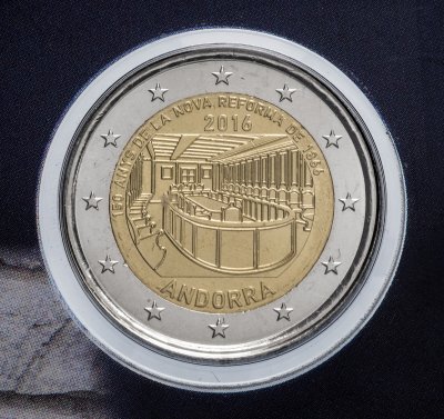 купить Андорра 2 евро 2016 "150 лет Новой реформе 1866 года", в блистере