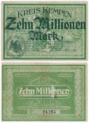 купить Германия Kempen ( Rheinland ) 10000000 (10 млн) марок 1923 год