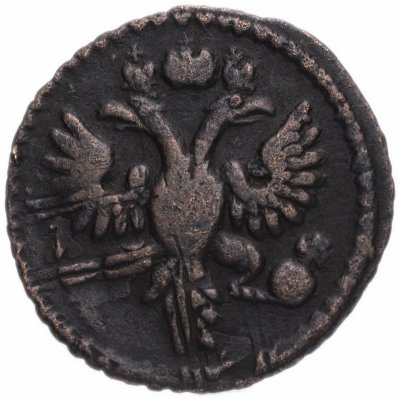 купить полушка 1734, перечекан из крестовой копейки Петра I