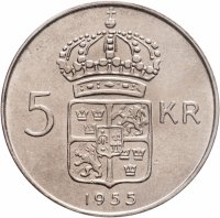 купить Швеция 5 крон 1955