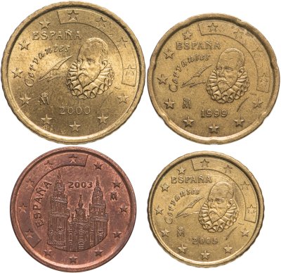 купить Испания набор из 4 монет 5, 10, 20, 50 центов (cents) 1999-2005