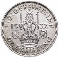 Купить Великобритания 1 шиллинг (shilling) 1937 Шотландский шиллинг - лев, сидящий на короне