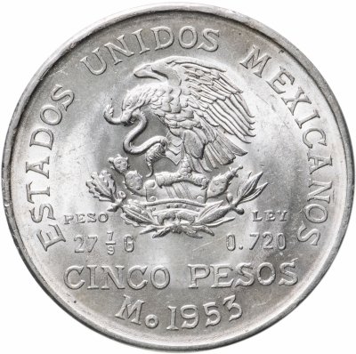 купить Мексика 5 песо (pesos) 1953