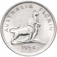купить Австралия 1 флорин 1954 "Визит королевы Елизаветы II в Австралию"