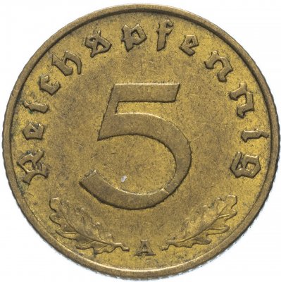 купить Германия (Третий Рейх) 5 рейхспфеннигов 1938"А"