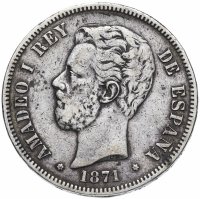 купить Испания 5 песет (pesetas) 1871