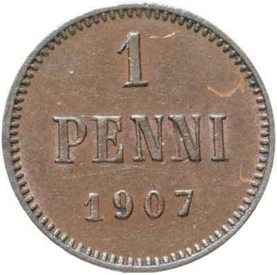 купить 1 пенни (penni) 1907, монета для Финляндии