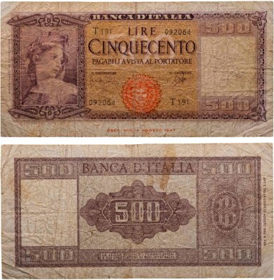 купить Италия 500 лир 1948