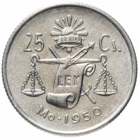 Купить Мексика 25 центаво (centavos) 1950 год