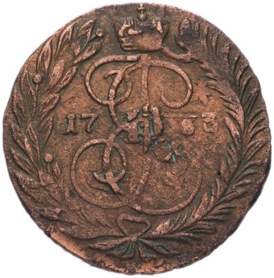 купить 2 копейки 1763 ММ (Перечекан из 4 копеек "Барабаны")