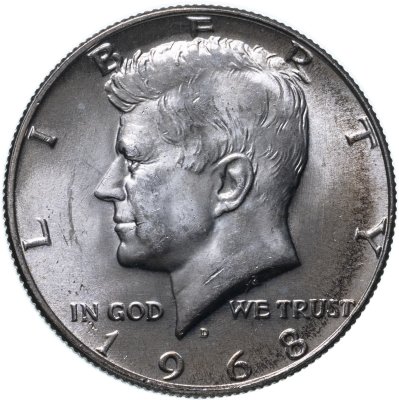 купить США 50 центов (1/2 доллара, half dollar) 1968 Kennedy Half Dollar (Кеннеди), знак монетного двора "D" - Денвер
