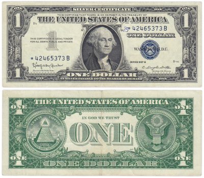 купить США 1 доллар 1957B (Pick 419B) *-серия замещения