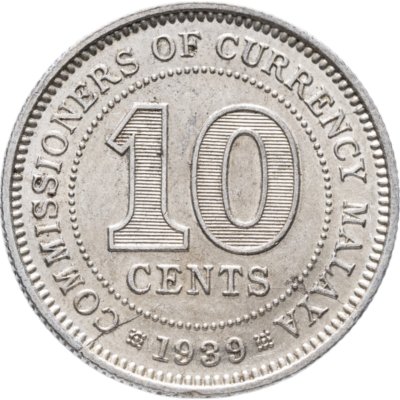 купить Британская Малайя 10 центов (cents) 1939