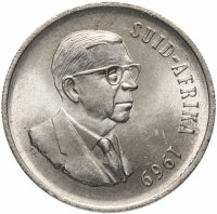 Купить ЮАР 1 ранд (рэнд, rand) 1969 "Окончание президентства Теофилуса Дёнгеса /SUID-AFRIKA"