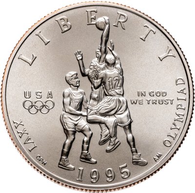 купить США 50 центов (1/2 доллара, half dollar) 1995 S "XXVI летние Олимпийские Игры, Атланта 1996 - Баскетбол"