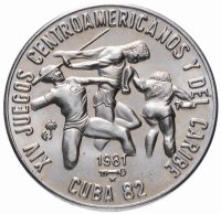 Купить Куба 1 песо (peso) 1981 XIV игры Центральной Америки и Карибского бассейна - Три атлета