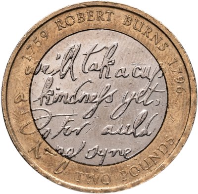купить Великобритания 2 фунта (pounds) 2009 "250 лет со дня рождения Роберта Бёрнса"