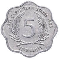 купить Восточные Карибы 5 центов (cents) 1981-2000 ,случайный год
