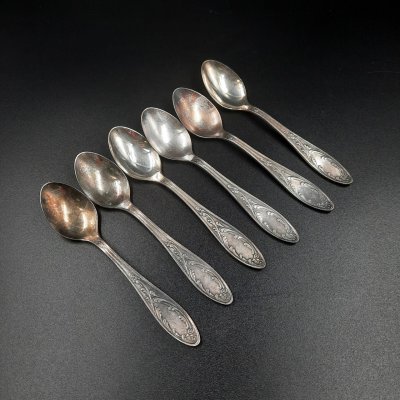 купить Набор из шести кофейных ложек "Пламя", мНЦ (медь-никель-цинк), Кольчугинский завод цветных металлов, СССР, 1960-1980 гг.