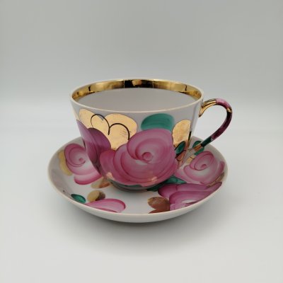 купить Пара чайная "Агашки", фарфор, роспись, золочение, Дулевский фарфоровый завод (Дулёво), СССР, 1968-1991 гг.