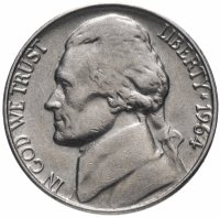 Купить США 5 центов (cents) 1964 "Jefferson Nickel (Джефферсон)" "D"