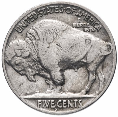 купить США 5 центов (cents) 1937 S Buffalo Nickel знак монетного двора: "S" - Сан-Франциско