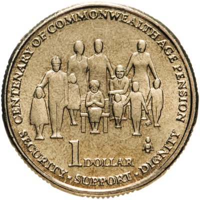 купить Австралия 1 доллар 2009 "100 лет Пенсионному фонду"