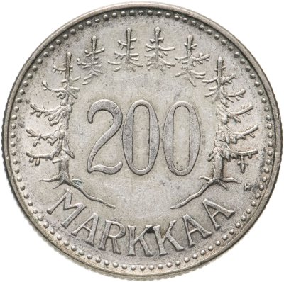 купить Финляндия 200 марок (markkaa) 1958 знак монетного двора 'H' - Peippo Uolevi Helle