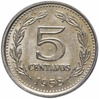 Купить Аргентина 5 сентаво (centavos) 1958