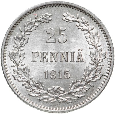 купить 25 пенни (pennia) 1915 S, монета для Финляндии