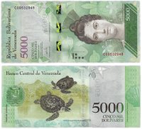 купить Венесуэла 5000 боливар 2016 (2017) (Pick 97b) 23.03.2017