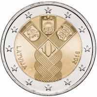 Купить Латвия 2 евро 2018 "100 лет государствам Балтики"