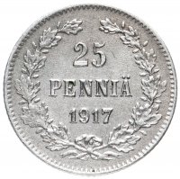 Купить 25 пенни (pennia) 1917 S гербовый орел с коронами