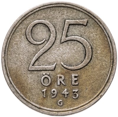 купить Швеция 25 эре (ore) 1943