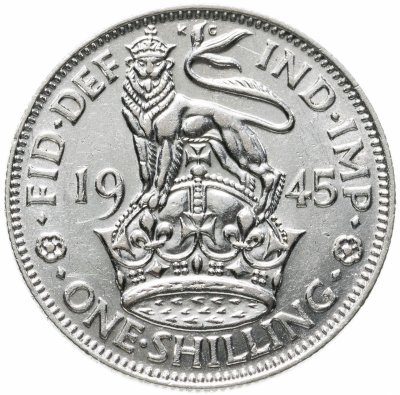 купить Великобритания 1 шиллинг (shilling) 1945 Английский шиллинг - лев, стоящий на короне