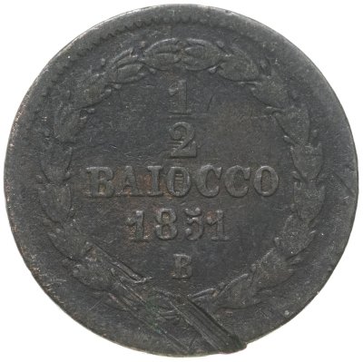 купить Папская область 1/2 байокко, 1851
