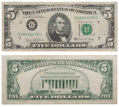 купить США 5 долларов 1969С год (Pick 450d) G-Чикаго