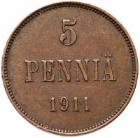 Купить 5 пенни 1911, монета для Финляндии