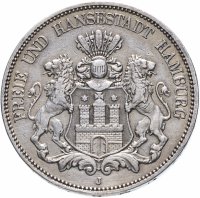купить Германская Империя, Гамбург 5 марок 1876 J