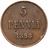 Купить 5 пенни 1898, монета для Финляндии