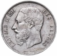 Купить Бельгия 5 франков (francs) 1870